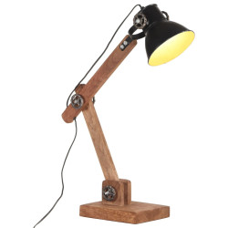 Černá dřevěná stolní lampa DION v industriálním stylu