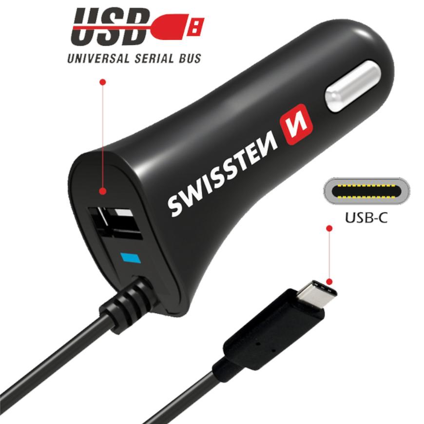 Nabíječka CL Swissten USB-C A USB 2.4 AMP