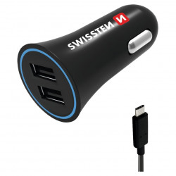 Nabíječka USB 12/24V Swissten 2,4AMP 2x USB+Kabel USB-C 1,2m